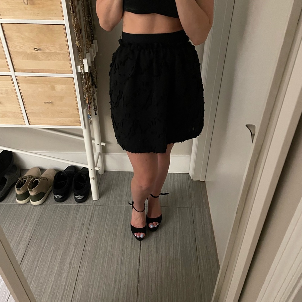 textured black skirt